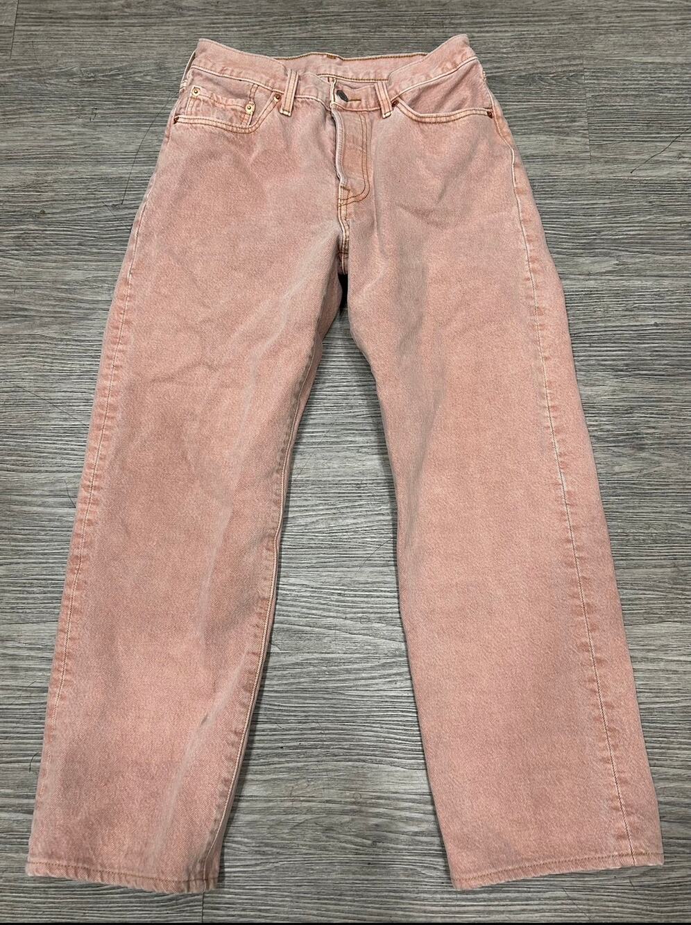 Levi's 501 '90s Jeans Women W26 L32 Pink Overdye Wash Straight Leg Vintage Style